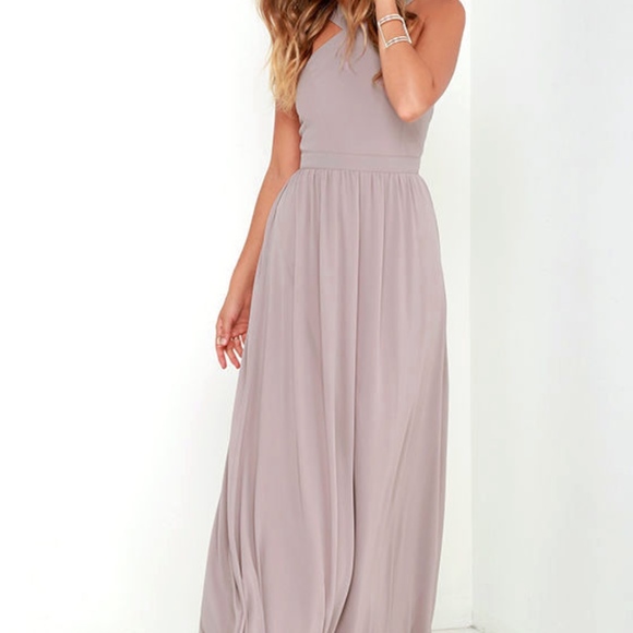 📦 Lulu's | Air of Romance Maxi Dress in Taupe - Picture 2 of 6